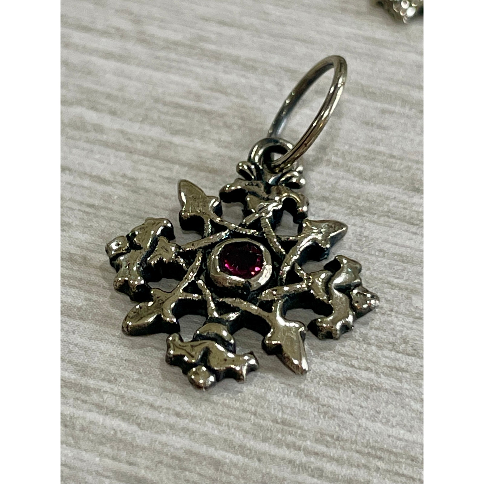 Love Heals Garnet January Birthstone Snowflake White Bronze Charm Lh94